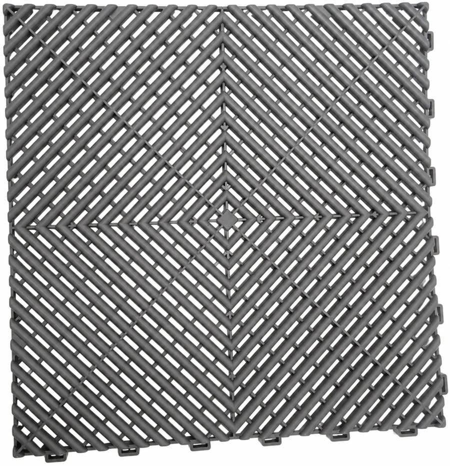 Gray modular tile sample showing its monaco · concentric diamond and edge connectors